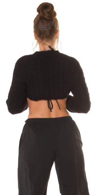 langarm crop sweater-trui zwart